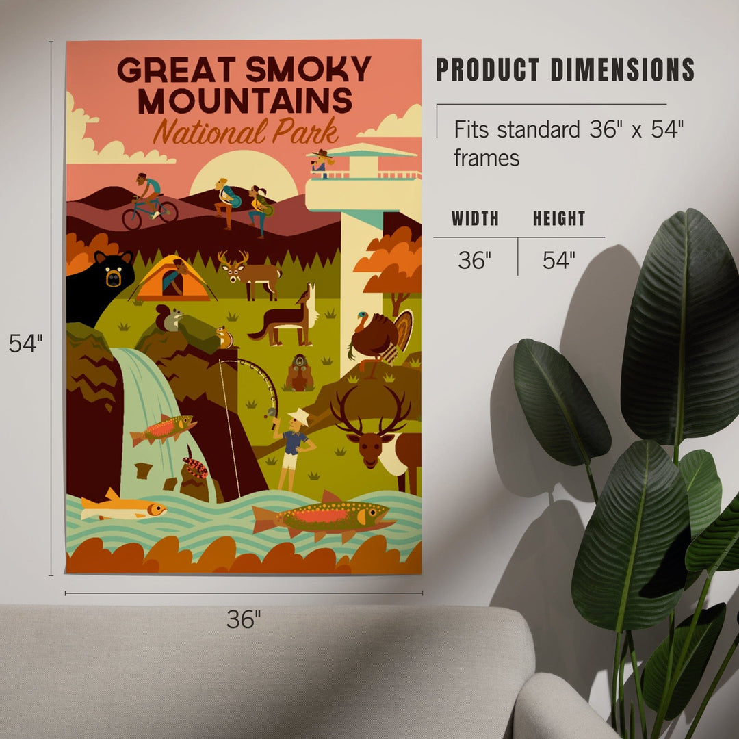 Great Smoky Mountains National Park, Tennessee, Geometric National Park Series, Art & Giclee Prints Art Lantern Press 