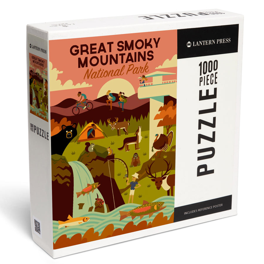 Great Smoky Mountains National Park, Tennessee, Geometric National Park Series, Jigsaw Puzzle Puzzle Lantern Press 