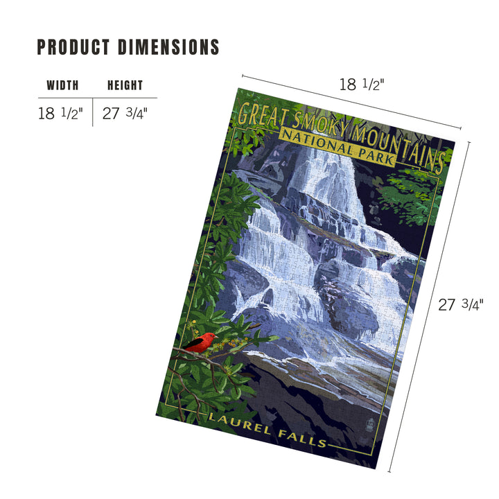 Great Smoky Mountains National Park, Tennessee, Laurel Falls, Jigsaw Puzzle Puzzle Lantern Press 