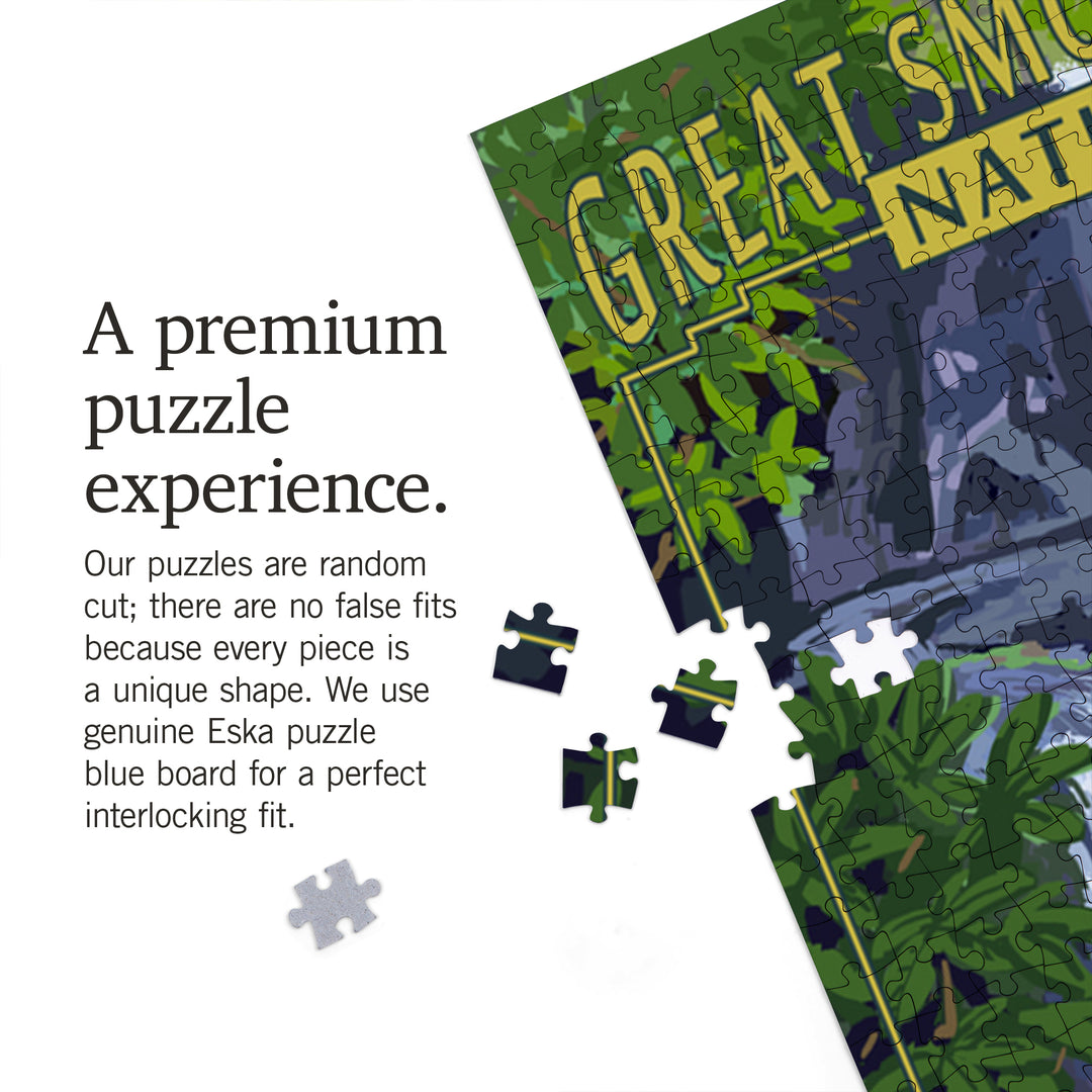 Great Smoky Mountains National Park, Tennessee, Laurel Falls, Jigsaw Puzzle Puzzle Lantern Press 