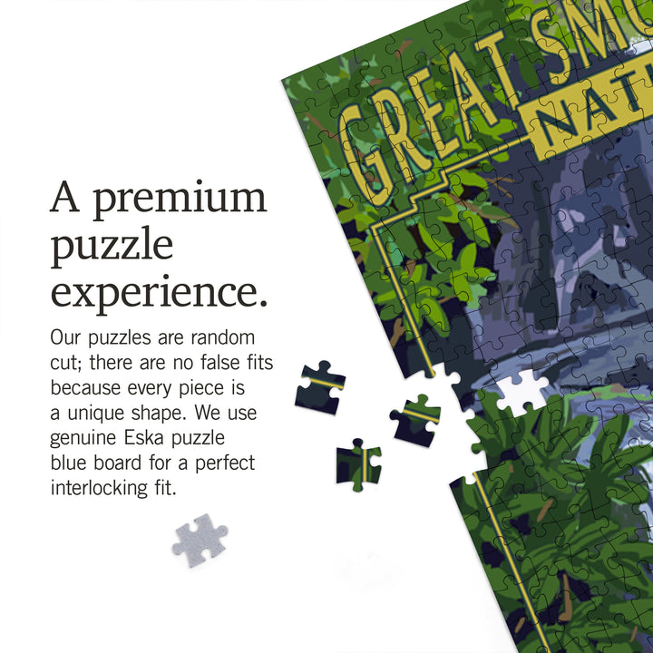 Great Smoky Mountains National Park, Tennessee, Laurel Falls, Jigsaw Puzzle Puzzle Lantern Press 