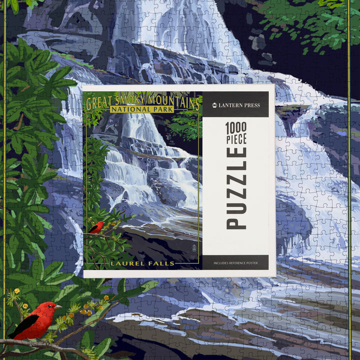 Great Smoky Mountains National Park, Tennessee, Laurel Falls, Jigsaw Puzzle Puzzle Lantern Press 