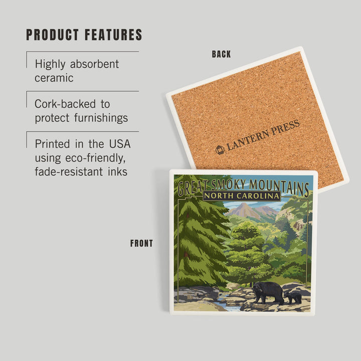 Great Smoky Mountains National Park, Tennessee, Leconte Creek and Bear Family Press, Coasters Coasters Lantern Press 