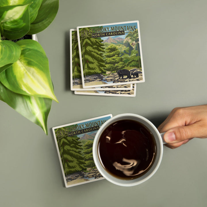 Great Smoky Mountains National Park, Tennessee, Leconte Creek and Bear Family Press, Coasters Coasters Lantern Press 