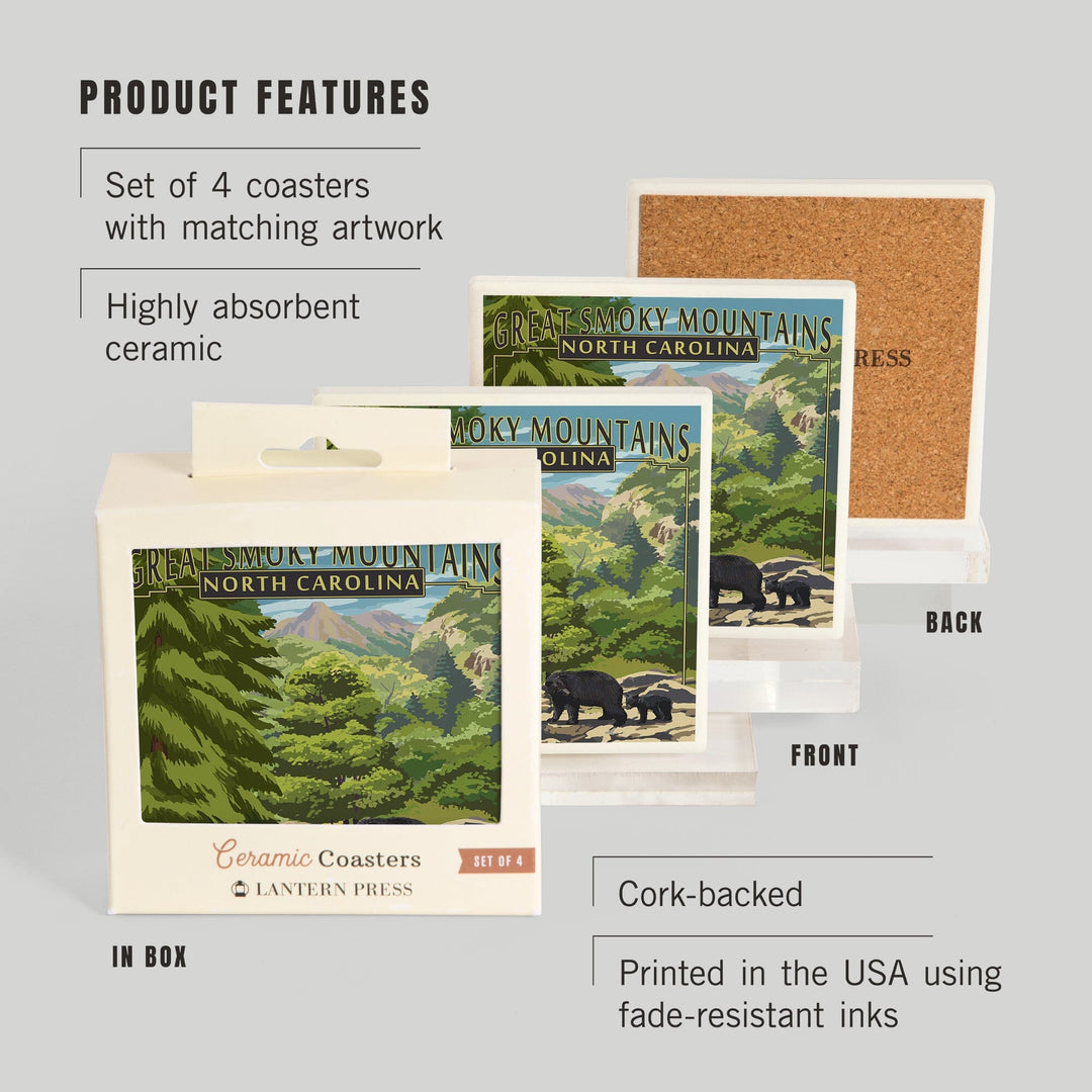 Great Smoky Mountains National Park, Tennessee, Leconte Creek and Bear Family Press, Coasters Coasters Lantern Press 