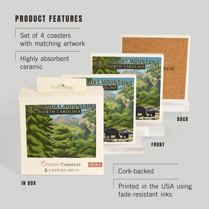 Great Smoky Mountains National Park, Tennessee, Leconte Creek and Bear Family Press, Coasters Coasters Lantern Press 