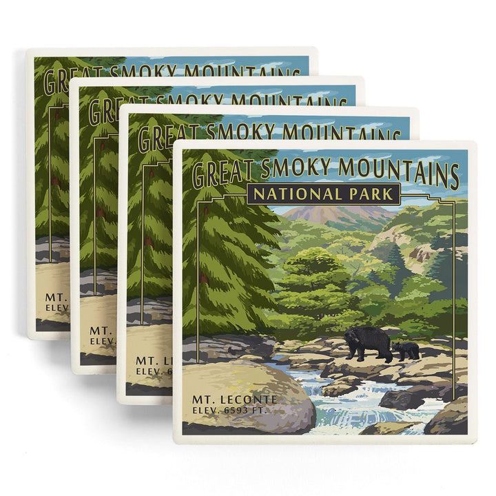 Great Smoky Mountains National Park, Tennessee, Leconte Creek and Mt. Leconte Press, Coasters Coasters Lantern Press 