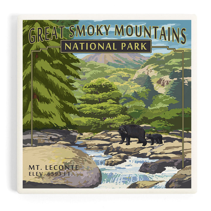 Great Smoky Mountains National Park, Tennessee, Leconte Creek and Mt. Leconte Press, Coasters Coasters Lantern Press Coaster 