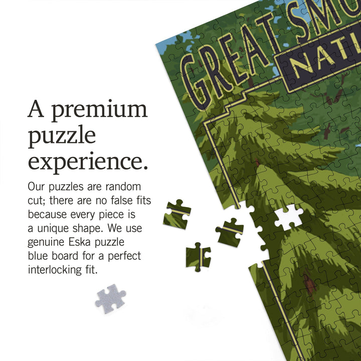 Great Smoky Mountains National Park, Tennessee, Leconte Creek and Mt. Leconte Press, Jigsaw Puzzle Puzzle Lantern Press 