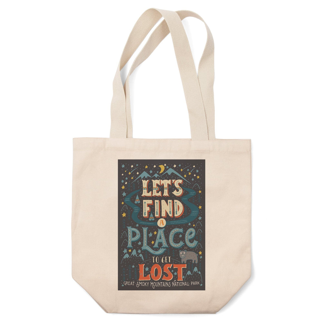 Great Smoky Mountains National Park, Tennessee, Let's Find a Place to Get Lost, Lantern Press, Tote Bag Totes Lantern Press 