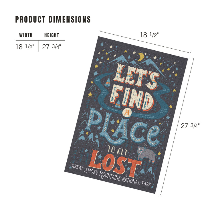 Great Smoky Mountains National Park, Tennessee, Let's Find a Place to Get Lost Press, Jigsaw Puzzle Puzzle Lantern Press 