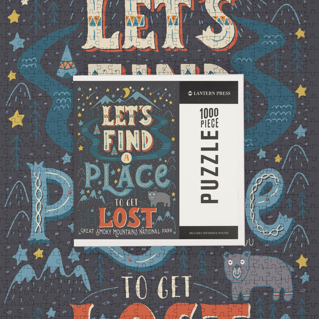 Great Smoky Mountains National Park, Tennessee, Let's Find a Place to Get Lost Press, Jigsaw Puzzle Puzzle Lantern Press 