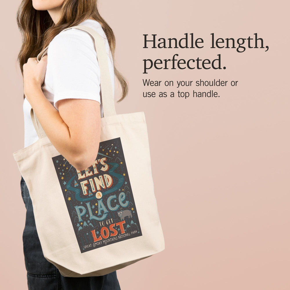 Great Smoky Mountains National Park, Tennessee, Let's Find a Place to Get Lost Press, Tote Bag Totes Lantern Press 
