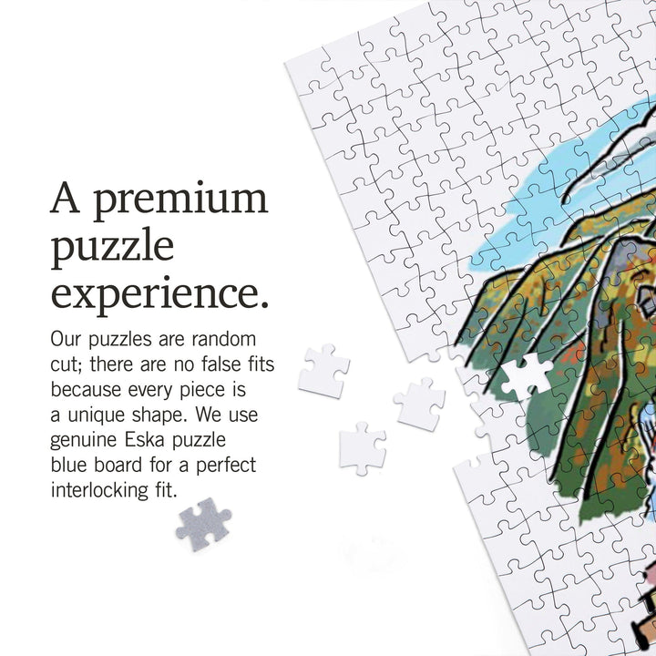 Great Smoky Mountains National Park, Tennessee, Line Drawing, Fall Version Press, Jigsaw Puzzle Puzzle Lantern Press 