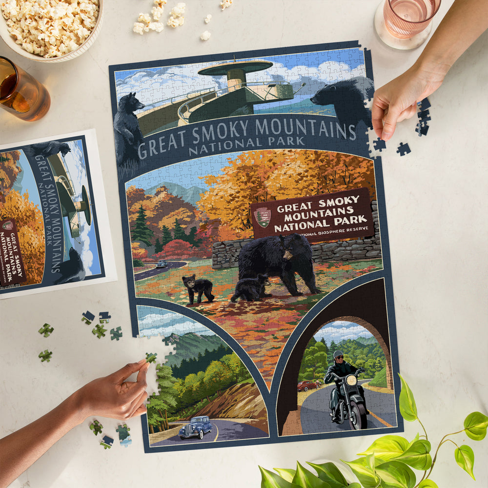Great Smoky Mountains National Park, Tennessee, Montage, Jigsaw Puzzle Puzzle Lantern Press 