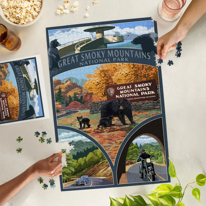 Great Smoky Mountains National Park, Tennessee, Montage, Jigsaw Puzzle Puzzle Lantern Press 
