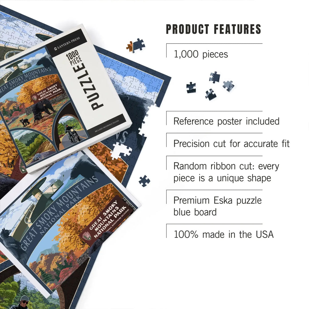 Great Smoky Mountains National Park, Tennessee, Montage, Jigsaw Puzzle Puzzle Lantern Press 