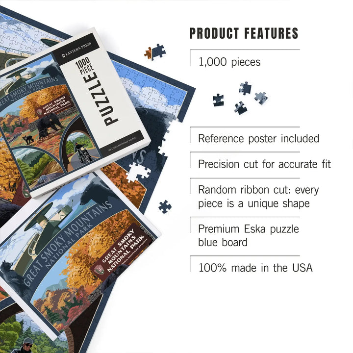 Great Smoky Mountains National Park, Tennessee, Montage, Jigsaw Puzzle Puzzle Lantern Press 