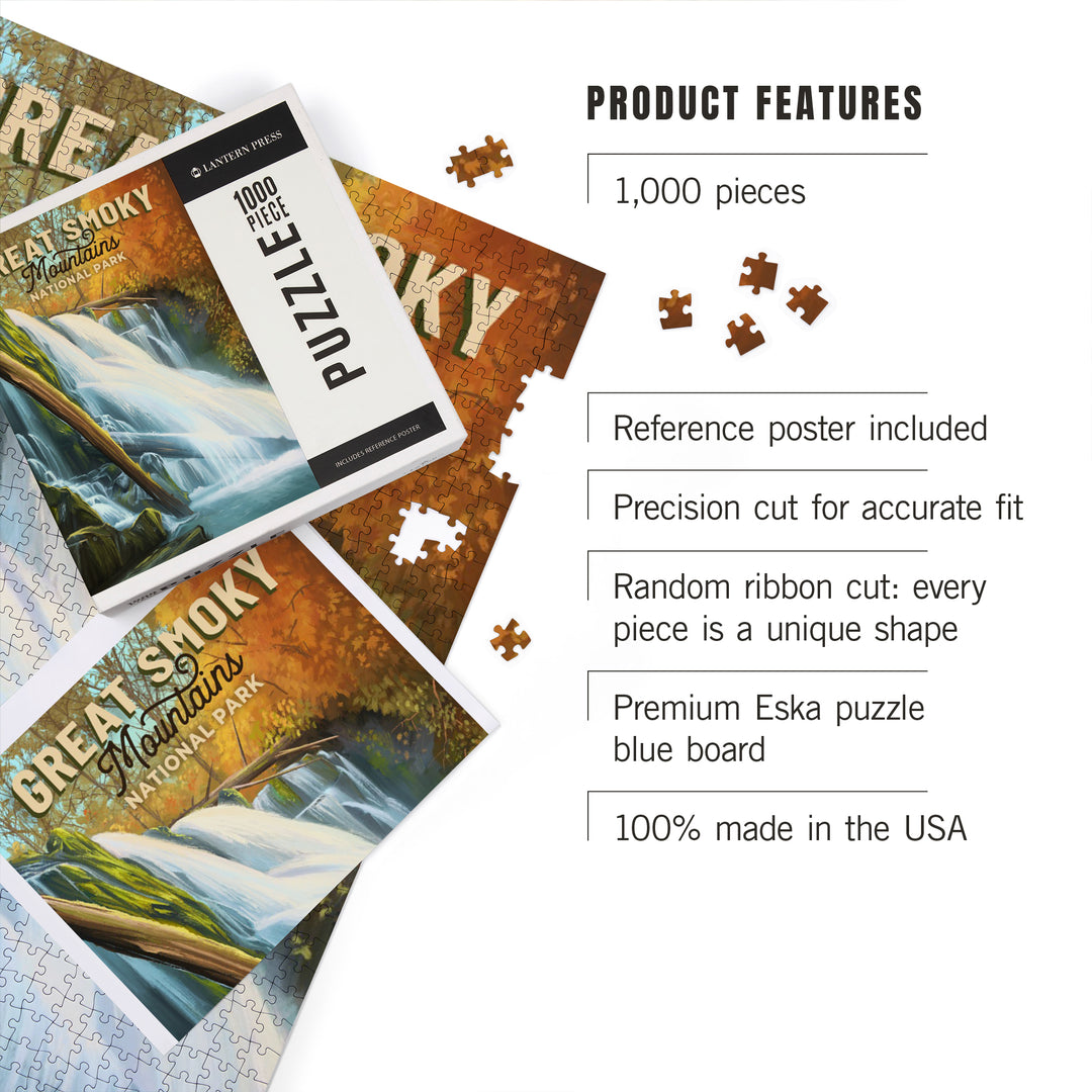 Great Smoky Mountains National Park, Tennessee, Oil Painting, Jigsaw Puzzle Puzzle Lantern Press 