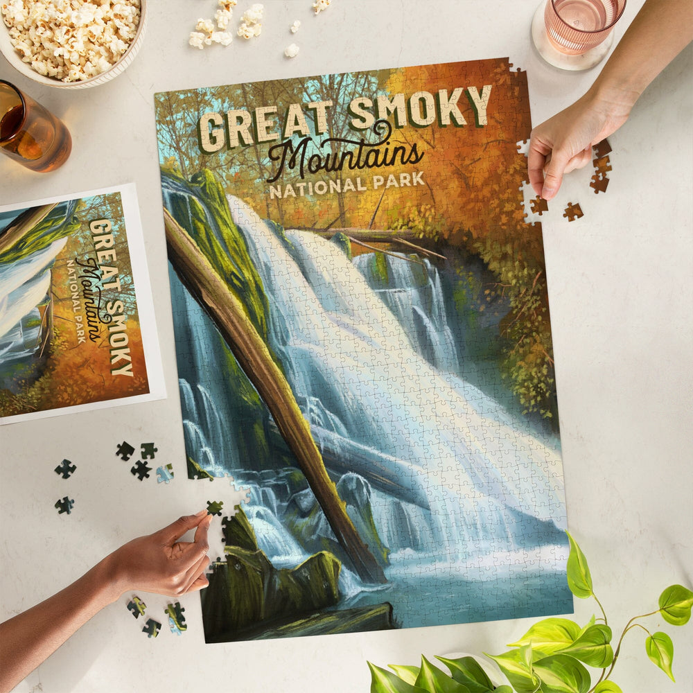 Great Smoky Mountains National Park, Tennessee, Oil Painting, Jigsaw Puzzle Puzzle Lantern Press 