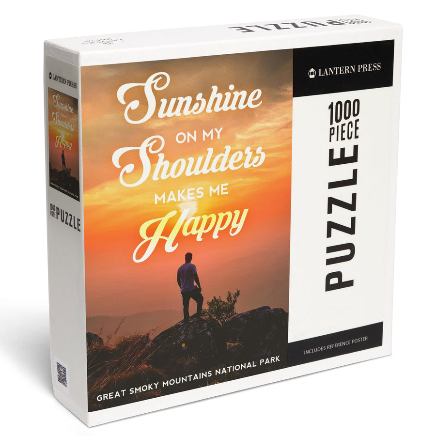 Great Smoky Mountains National Park, Tennessee, Sunshine Quote and Hiker, Photography, Jigsaw Puzzle Puzzle Lantern Press 