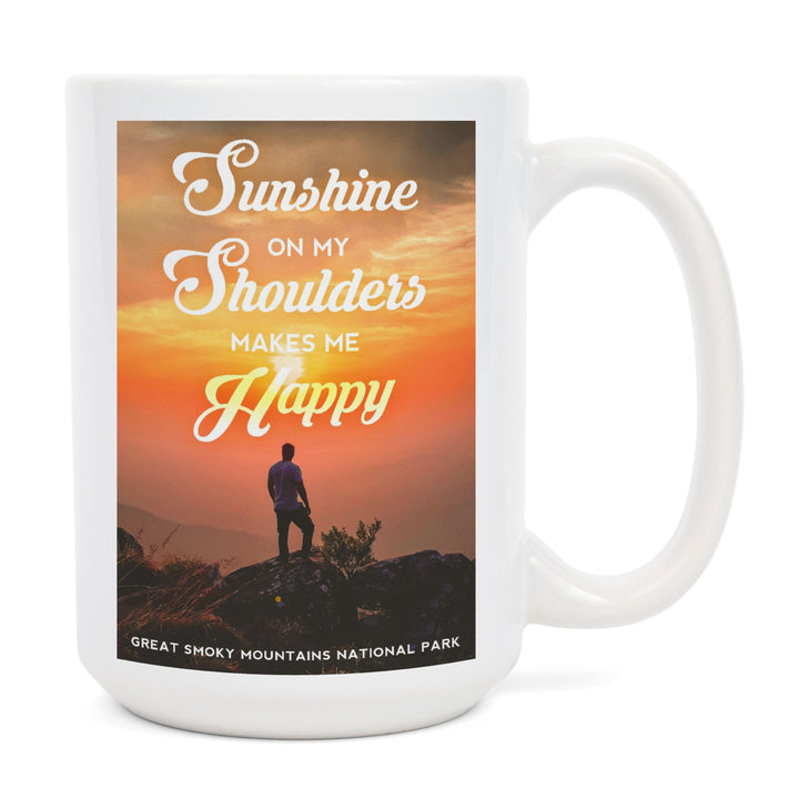 Great Smoky Mountains National Park, Tennessee, Sunshine Quote & Hiker, Photography, Ceramic Mug Mugs Lantern Press 