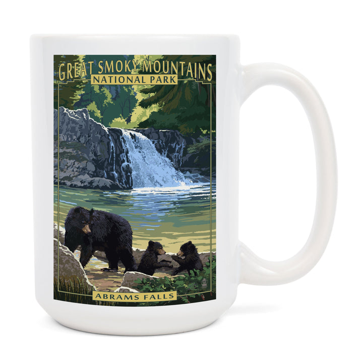 Great Smoky Mountains National Park, Tennesseee, Abrams Falls, Lantern Press Artwork, Ceramic Mug Mugs Lantern Press 