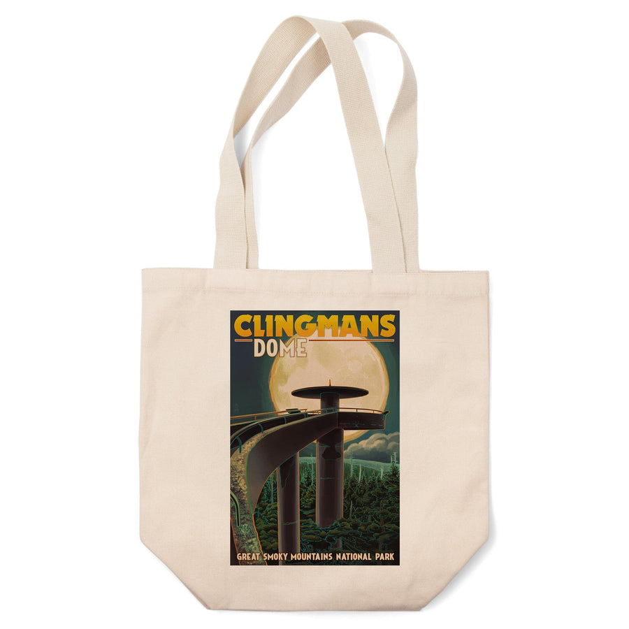 Great Smoky Mountains National Park, Tennesseee, Clingmans Dome and Moon, Lantern Press Artwork, Tote Bag Totes Lantern Press 