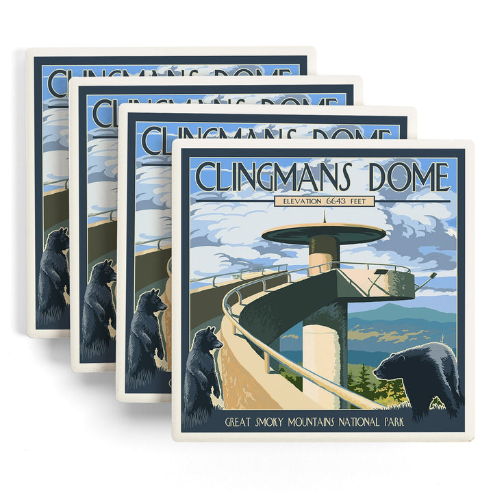 Great Smoky Mountains National Park, Tennesseee, Clingmans Dome, Lantern Press Artwork, Coaster Set - Lantern Press