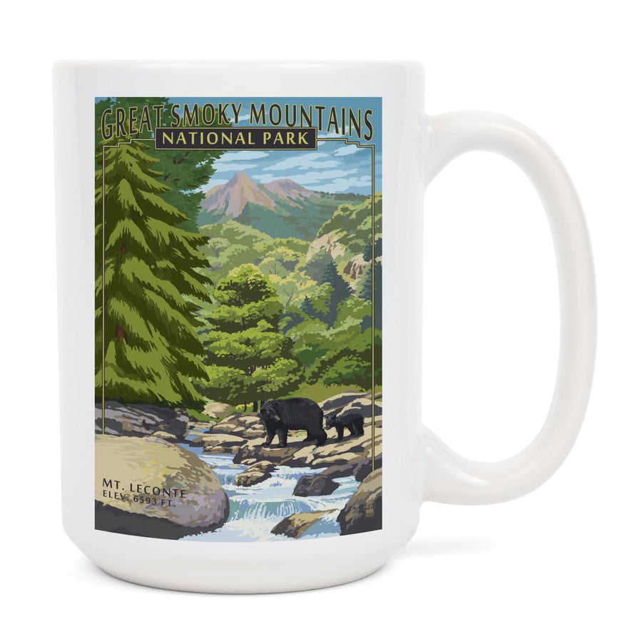 Great Smoky Mountains National Park, Tennesseee, Leconte Creek & Mt. Leconte, Lantern Press, Ceramic Mug Mugs Lantern Press 