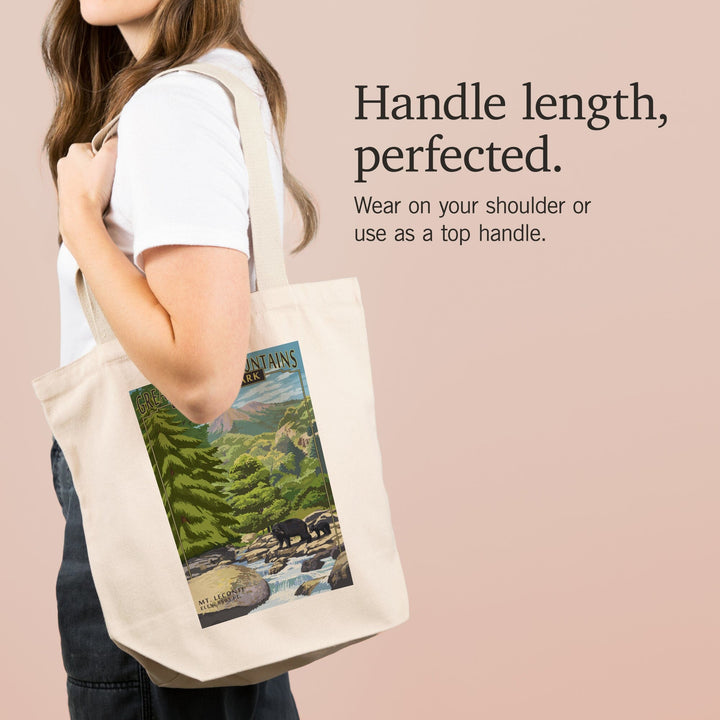 Great Smoky Mountains National Park, Tennesseee, Leconte Creek & Mt. Leconte, Lantern Press, Tote Bag - Lantern Press