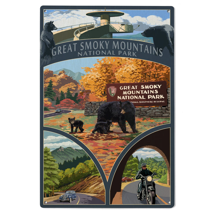 Great Smoky Mountains National Park, Tennesseee, Montage, Lantern Press Artwork, Wood Signs and Postcards Wood Lantern Press 