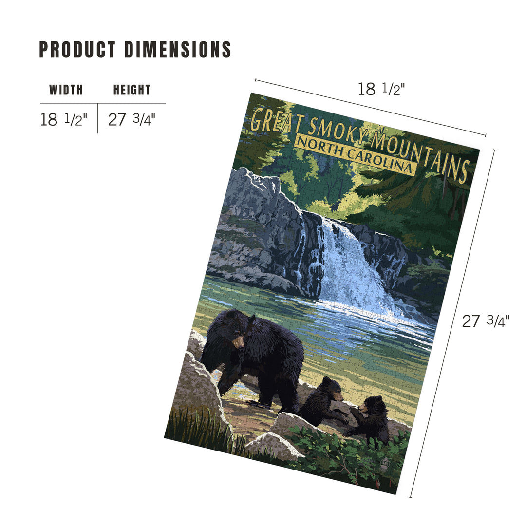 Great Smoky Mountains, North Carolina, Painterly, Falls, Jigsaw Puzzle Puzzle Lantern Press 