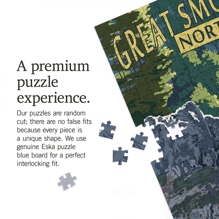 Great Smoky Mountains, North Carolina, Painterly, Falls, Jigsaw Puzzle Puzzle Lantern Press 