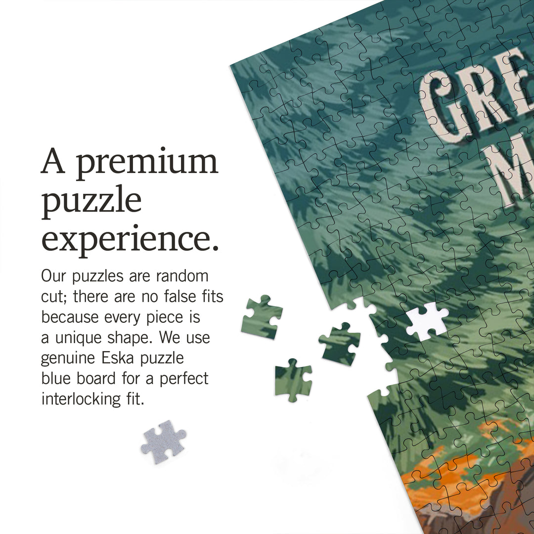 Great Smoky Mountains, North Carolina, Painterly National Park Series, Jigsaw Puzzle Puzzle Lantern Press 