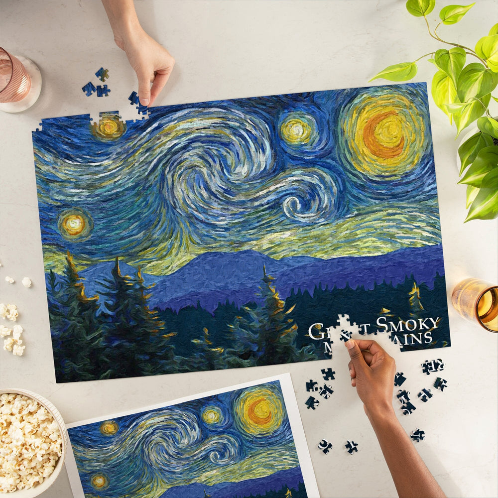 Great Smoky Mountains, Starry Night, Jigsaw Puzzle Puzzle Lantern Press 