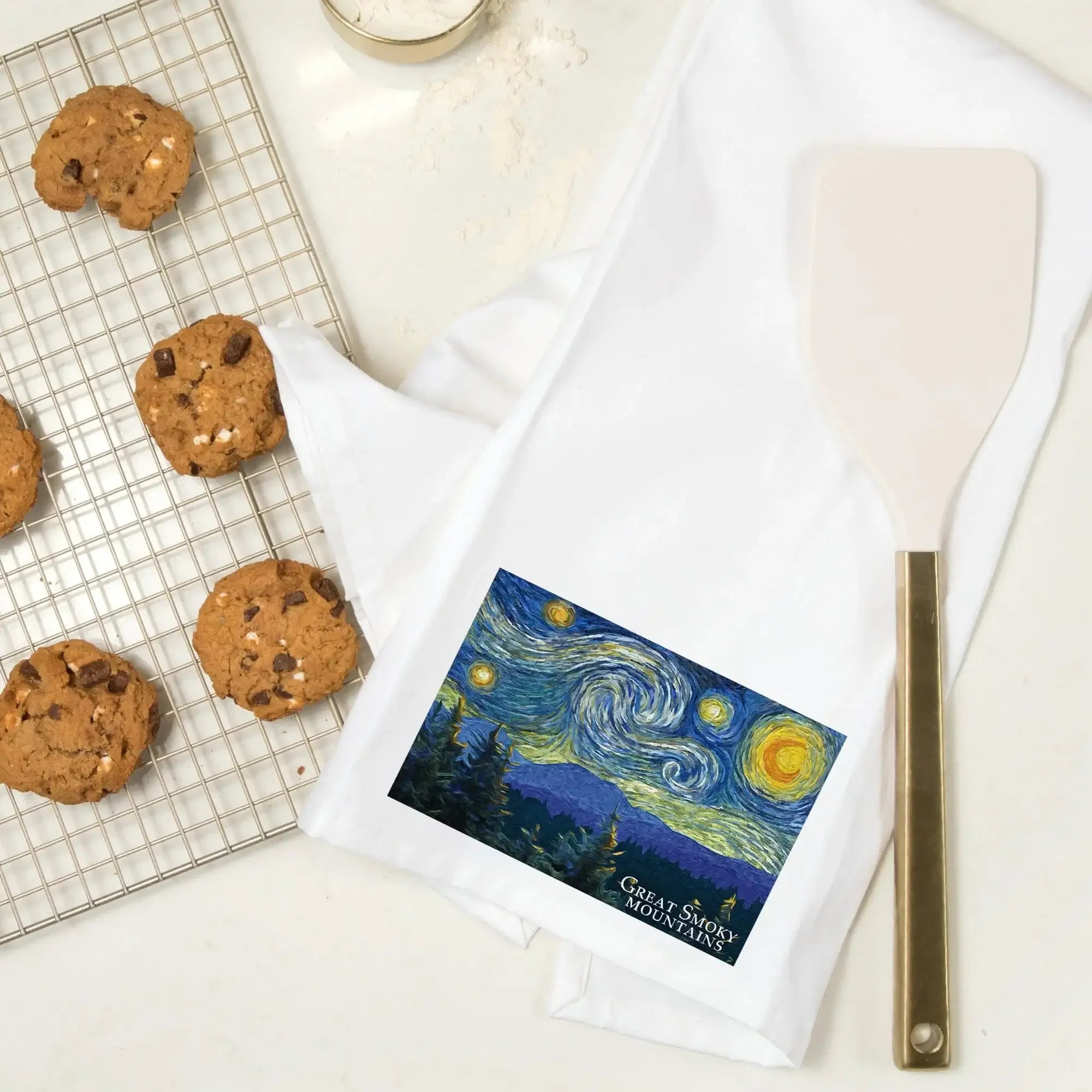 Great Smoky Mountains, Starry Night, Organic Cotton Kitchen Tea Towels