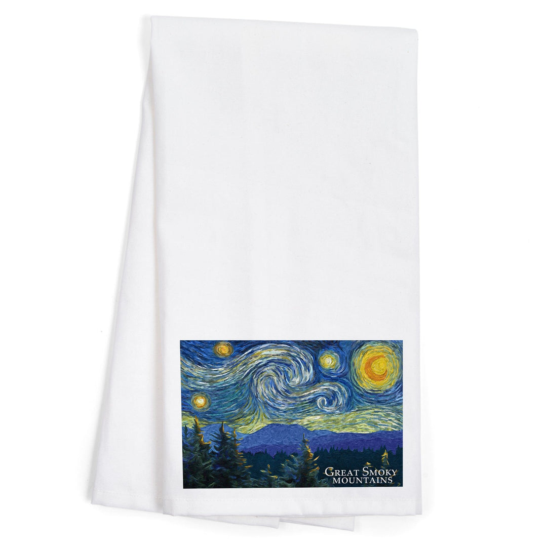 Great Smoky Mountains, Starry Night, Organic Cotton Kitchen Tea Towels Kitchen Lantern Press 
