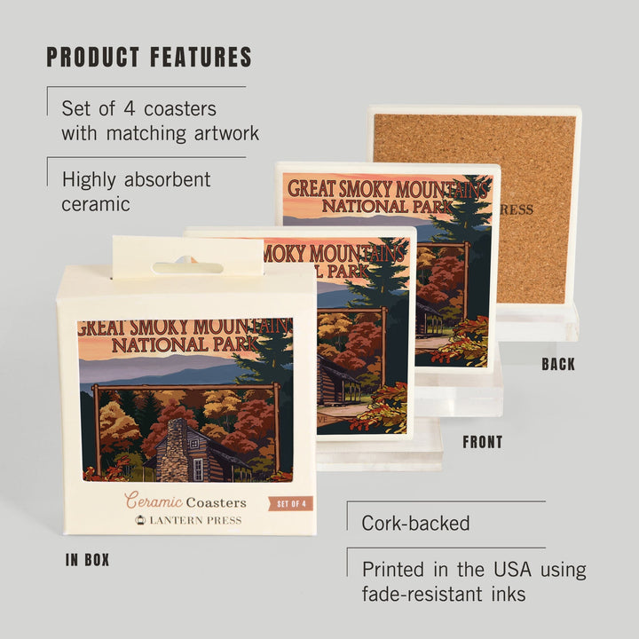 Great Smoky Mountains, Tennessee, Cades Cove, Coasters Coasters Lantern Press 