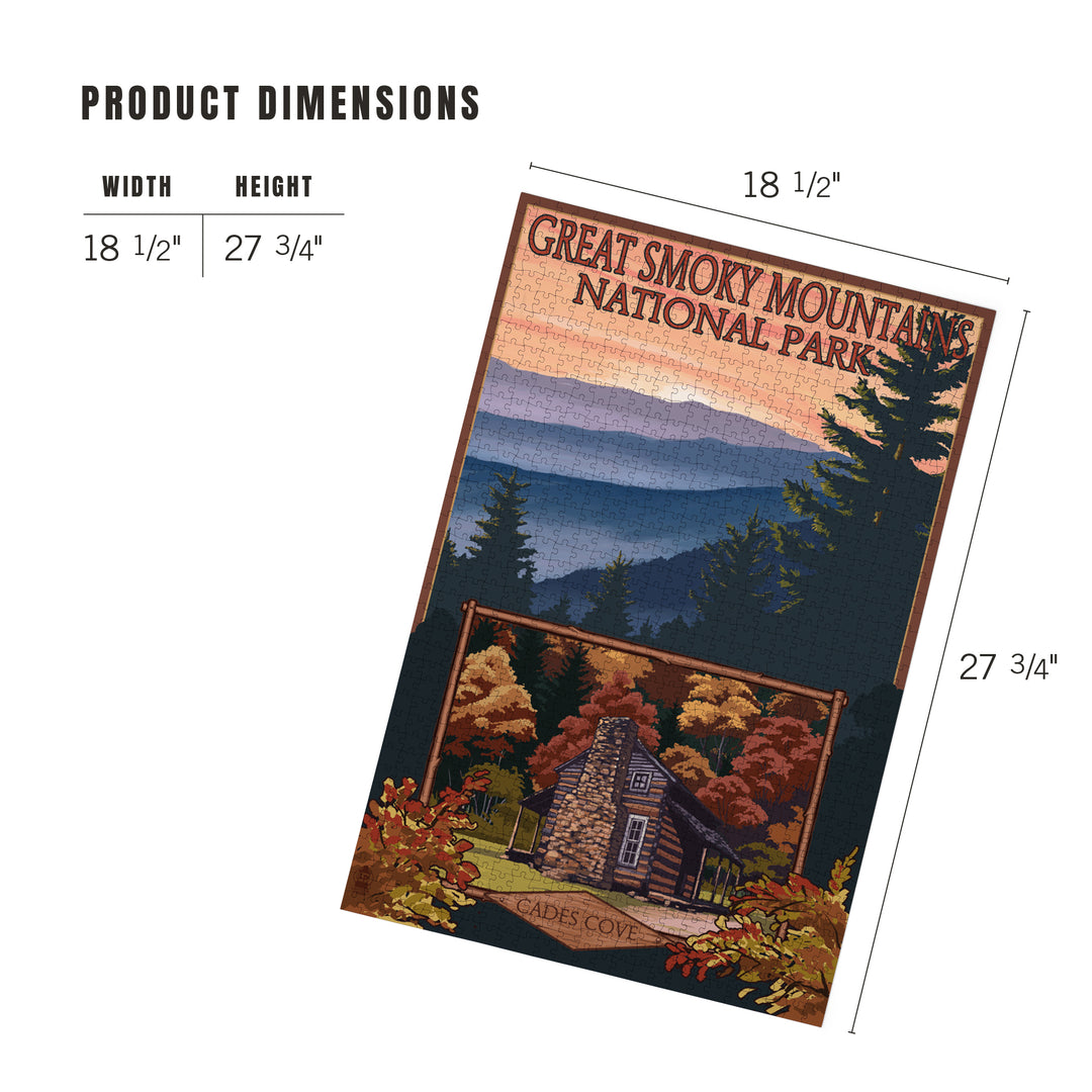 Great Smoky Mountains, Tennessee, Cades Cove, Jigsaw Puzzle Puzzle Lantern Press 