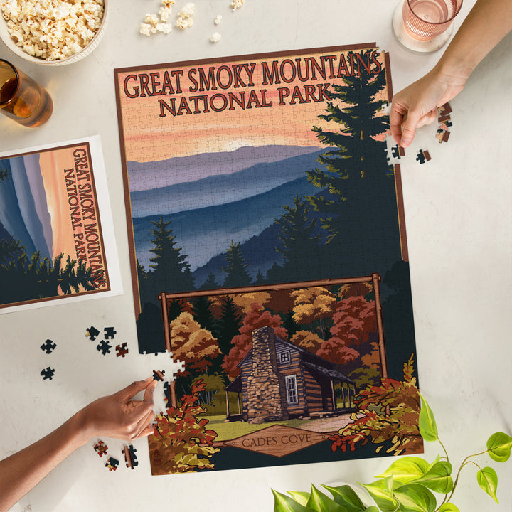 Great Smoky Mountains, Tennessee, Cades Cove, Jigsaw Puzzle Puzzle Lantern Press 