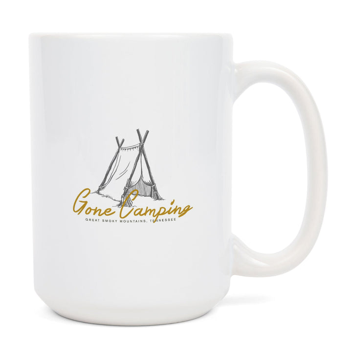 Great Smoky Mountains, Tennessee, Gone Camping, Tent, Lantern Press Artwork, Ceramic Mug Mugs Lantern Press 