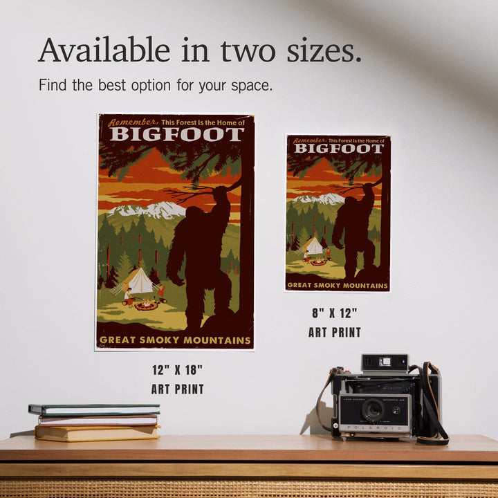 Great Smoky Mountains, Tennessee, Home of Bigfoot, Art & Giclee Prints Art Lantern Press 