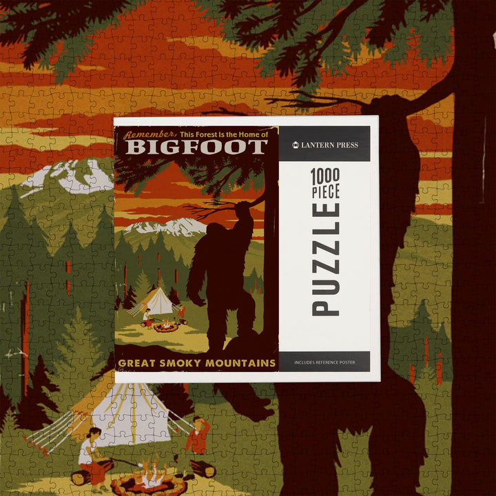 Great Smoky Mountains, Tennessee, Home of Bigfoot, Jigsaw Puzzle Puzzle Lantern Press 