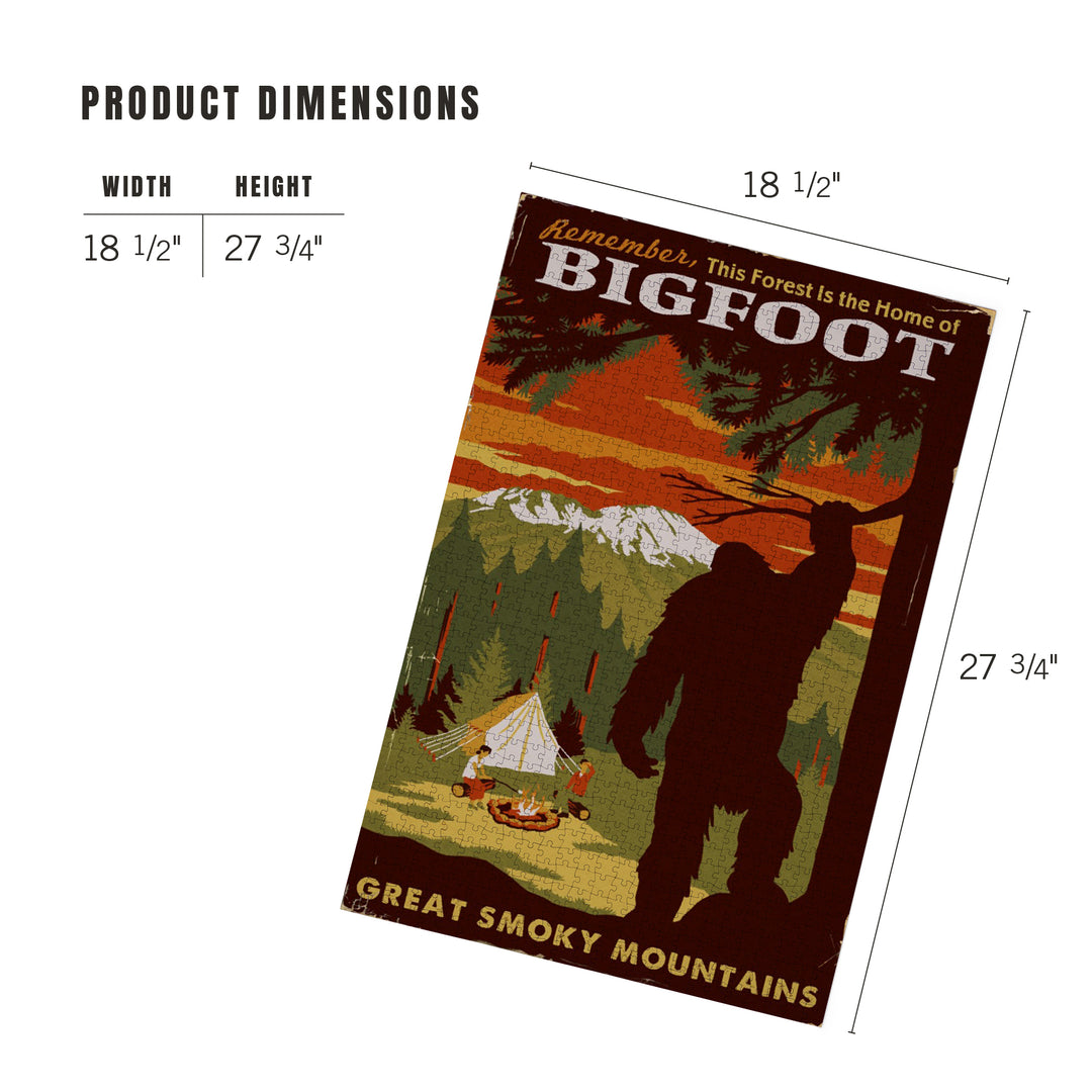 Great Smoky Mountains, Tennessee, Home of Bigfoot, Jigsaw Puzzle Puzzle Lantern Press 