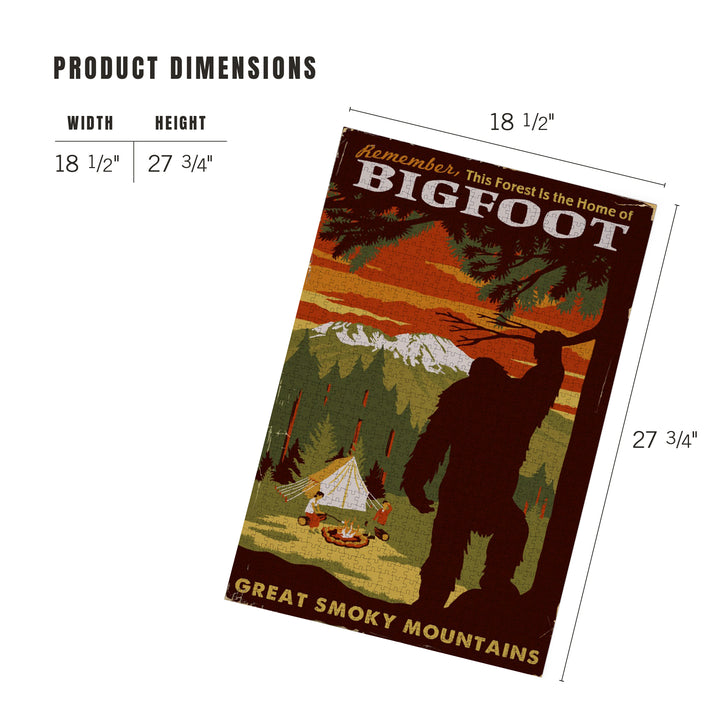 Great Smoky Mountains, Tennessee, Home of Bigfoot, Jigsaw Puzzle Puzzle Lantern Press 