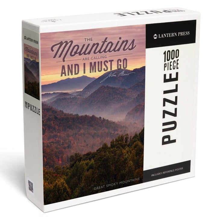 Great Smoky Mountains, Tennessee, John Muir, The Mountains are Calling, Sunset, Jigsaw Puzzle Puzzle Lantern Press 