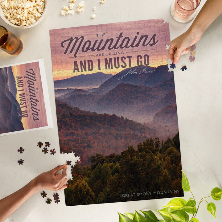 Great Smoky Mountains, Tennessee, John Muir, The Mountains are Calling, Sunset Press, Jigsaw Puzzle Puzzle Lantern Press 