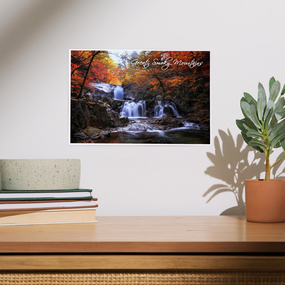Great Smoky Mountains, Tennessee, Waterfall and Autumn Colors, Art & Giclee Prints Art Lantern Press 