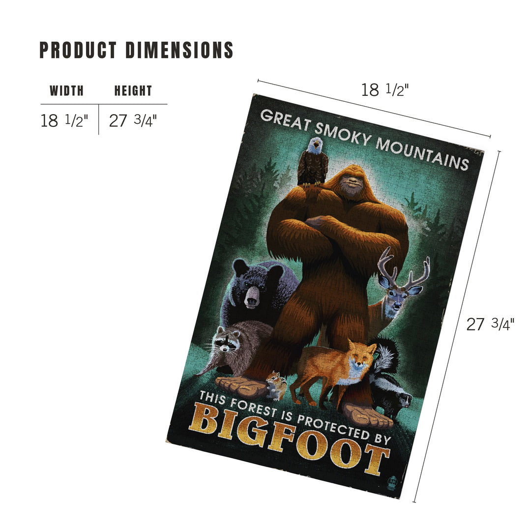 Great Smoky Mountains, The Forest is Protected by Bigfoot, Jigsaw Puzzle Puzzle Lantern Press 